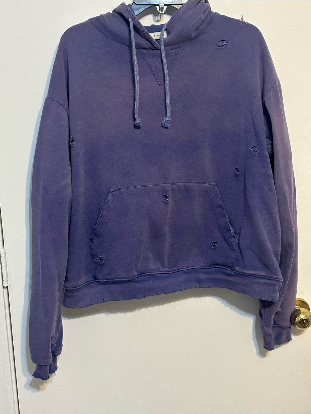 MNMI Men's Distressed Purple Hoodie Sweatshirt